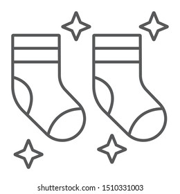Clean socks thin line icon, laundry and wardrobe, tidy socks sign, vector graphics, a linear pattern on a white background, eps 10.