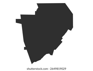 A clean, solid black silhouette vector map of Burbank, California, isolated on a white background. This minimalist representation outlines the precise geographical boundaries or shape of the city.