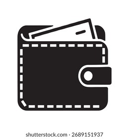A clean, solid icon representing a document wallet. The graphic is isolated on a white background, perfect for digital interfaces.