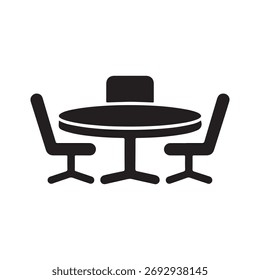 A clean, solid icon representing a meeting table, presented in isolation on a white background.