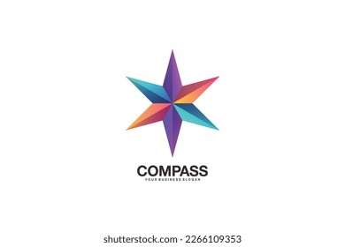 Clean and sophisticated Star Logo design, featuring a gradient style and a simple Compass sign