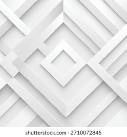 Um plano de fundo geométrico 3D branco limpo e sofisticado com formas quadradas e retangulares em camadas dispostas em um padrão arquitetônico preciso. Sombras suaves e gradientes suaves proporcionam o design 