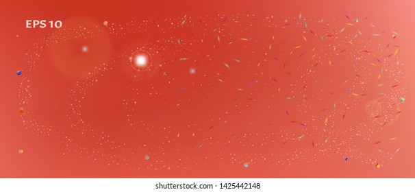 Clean space and signs confetti. Background wallpaper. Creative colorific illustration. Abstract universe and signs Ultra Wide background illustration. Colorful cool abstraction. Coral main color.