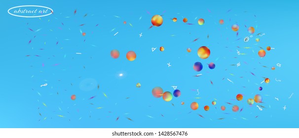 Clean space and signs confetti. Background bright. Funny colorific illustration. The good Ultra Wide themed background illustration. Colorful pristine abstraction. Blue main color.