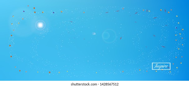 Clean space and signs confetti. Background mesh. Funny colorific illustration. A good Ultra Wide background. Colorful net abstraction. Blue main color.