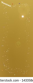 Clean space and signs confetti. Background modern. Liquid colorific illustration. Super Ultra Wide vertical themed background. Colorful pure abstraction. Gold colored theme.