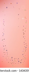 Clean space and signs confetti. Background texture. Minimal colorific illustration. Light Ultra Wide portrait background. Colorful pristine abstraction. Coral theme.