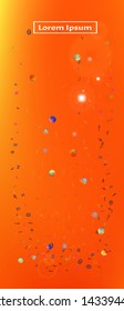 Clean space and signs confetti. Funny colorific illustration. Background blur. A new Ultra Wide portrait collection background. Colorful recent abstraction. Orange red theme.