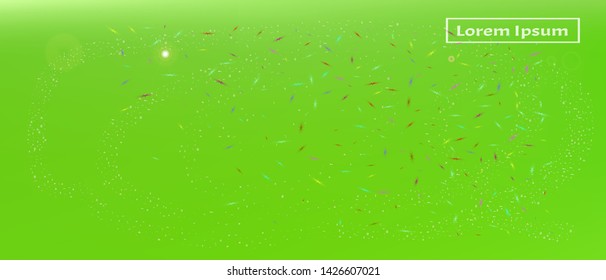 Clean space and signs confetti. Usefull colorific illustration. Background smooth. A Ultra Wide themed background illustration. Colorful cool abstraction. Green colored.