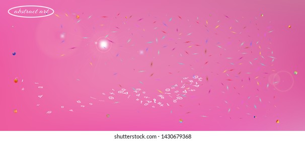 Clean space and signs confetti. Usefull colorific illustration. Background modern. The good Ultra Wide themed background illustration. Colorful crisp abstraction. Pink colored main theme.