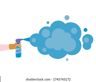 Clean spray bottle with smoke design, Hygiene wash health and clean theme Vector illustration