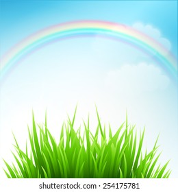 Clean spring amazing scenery. Vector illustration
