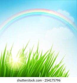 Clean spring amazing scenery. Vector illustration