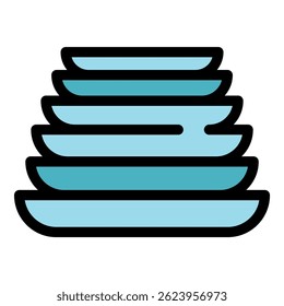 Clean stack plates icon. Outline clean stack plates vector icon color flat isolated