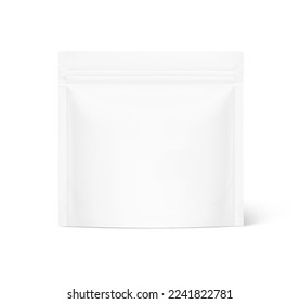 Clean stand up pouch mockup. Vector illustration isolated on white background. Front view. Can be use for template your design, presentation, promo, ad. EPS10.	