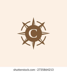 A clean, standalone eight-point compass rose icon featuring a central "C" initial, focused on navigation and discovery.