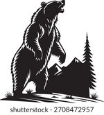 A clean standing bear silhouette vector ideal for wildlife themes, outdoor graphics, and simple logo designs.