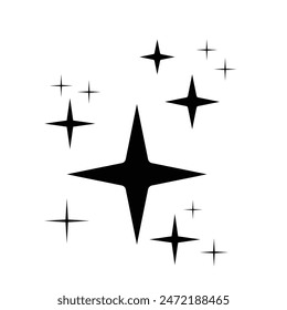 Clean star icon isolated. shine icon isolated on white background. Glitter and glamour Effect png. Shiny clip art