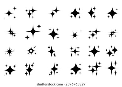Clean star icon.Icon shape vector illustration.rating star signs collection Shine or sparkle vector set Twinkling stars.Various variations of star icons for unique and vibrant designs.
