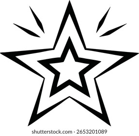 Design de logotipo de estrela limpa com cinco traços finos representando simetria e elegância