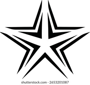 Clean star logo design silhouette with five thin symmetrical strokes