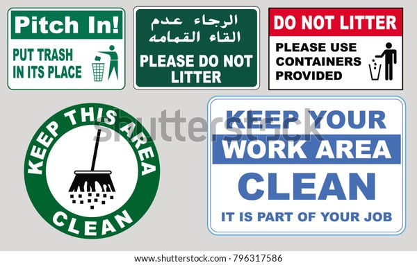 Clean sticker sign for office area (please do not litter, place all ...