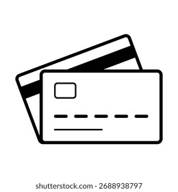 Ein klares und übersichtliches Symbol für Kreditkarten. Diese Grafik ist perfekt für Finanz-Websites, Zahlungsabwicklungsschnittstellen und jeden digitalen Kontext, der mit dem Bankwesen und dem Handel zusammenhängt.