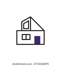 Eine saubere und einfache Illustration eines Hauses, die einen minimalistischen Ansatz für das Design eines Hauses darstellt. Die vereinfachten Linien und die grundlegende Struktur heben die wesentlichen Elemente eines Wohngebäudes hervor