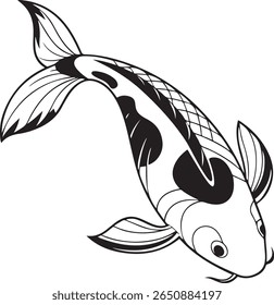 A clean and striking silhouette of a fish, rendered as a scalable vector design. This graphic is suitable for a variety of aquatic-themed projects, offering versatility in color and size.