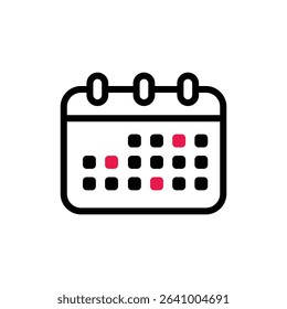 Clean Stroke Icon of Calendar Representing Date Marking, Event Planning, Scheduling, Time Tracking, Appointments, and Reminder Management in UI