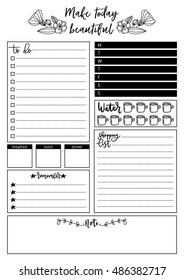 Clean style daily planner vector template. Stationery Design. Cute and simple printable to do list.