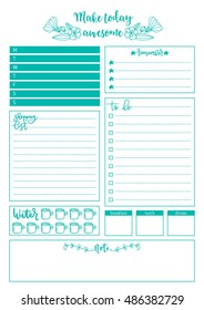 Clean style daily planner vector template. Stationery Design. Cute and simple printable to do list.