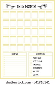 Clean style daily planner vector template. Stationery Design. Cute and simple printable to do list.