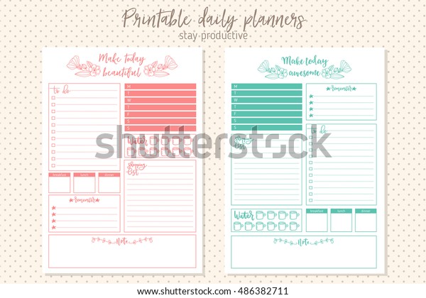 Clean Style Daily Planner Vector Template Stock Vector Royalty