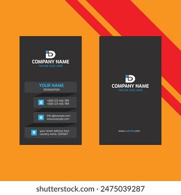 Clean style modern business card template,Professional black ,Corporate company business , elegant business card with black details,Business greeting card template design.