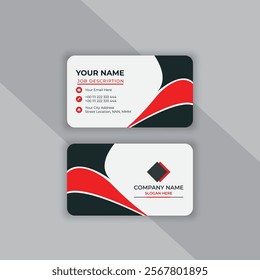 Clean style modern business card template, Modern Business Cards Template with red and black color variation.