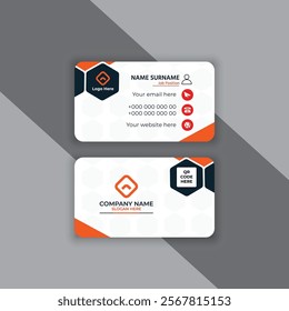 Clean style modern business card template, Modern Business Cards Template with black and orange color variation. Modern vector template.