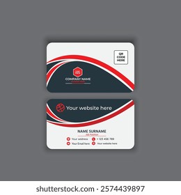 Clean style modern business card template, Modern Business Cards Template with red and black color variation.