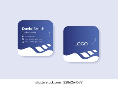Clean Style Modern Corporate Rounded Square Business Card Vector Template

