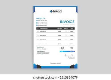 Clean style modern invoice template