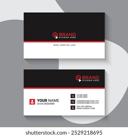 Clean style modern and professional Red and Black business card template