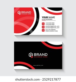 Clean style modern Red and Black business card template