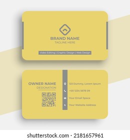 clean style modern yellow business card design template