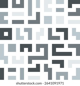 A clean and stylish abstract mosaic pattern in grayscale tones. The seamless layout of geometric tiles creates a modern and minimalist backdrop for packaging, branding, stationery, and tech-themed des