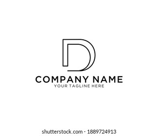 Plantilla de tarjeta de presentación del logotipo D de letra limpia y elegante.