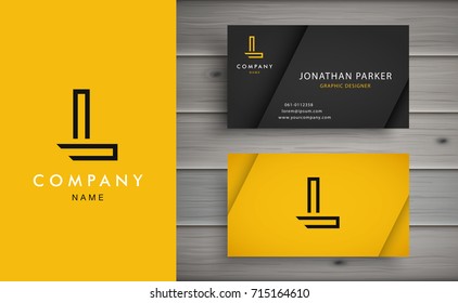 Clean and stylish logo forming the letter L with business card templates.