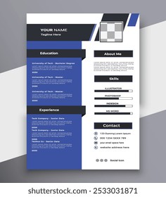 Clean and stylish modern resume cv template design with author photo space