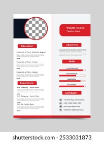 Clean and stylish modern resume cv template design with author photo space