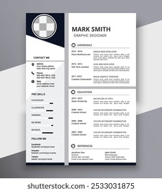 Clean and stylish modern resume cv template design with author photo space