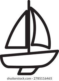 A clean, stylish vector icon of a sailboat featuring two sails and a simple hull shape for modern designs and illustrations